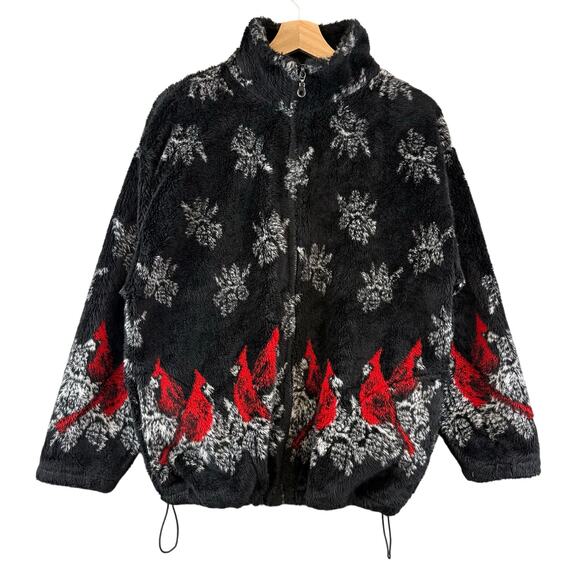 Vintage Cardinal West Coast Full Zip Fleece Sweater Jacket Bird Pine M - Picture 1 of 10